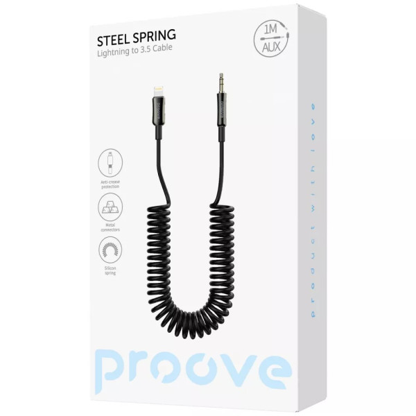 Фото - Кабель Proove Steel Spring Lightning to 3.5 1m Black (ACSS00005101)