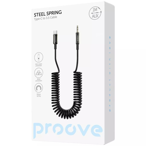 Фото - Адаптер Proove Steel Spring Type-C to 3.5 1m Black (ACSS00005201)