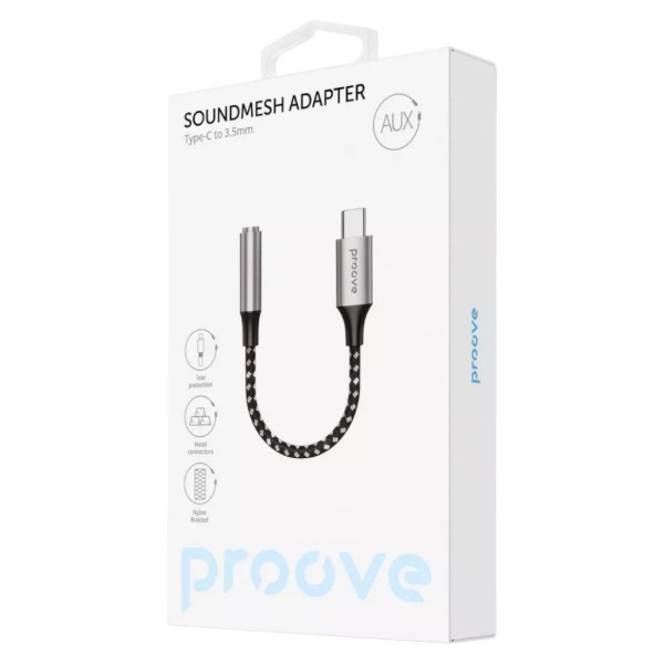 Фото - Переходник аудио Proove SoundMesh Type-C to 3.5 mm Gray