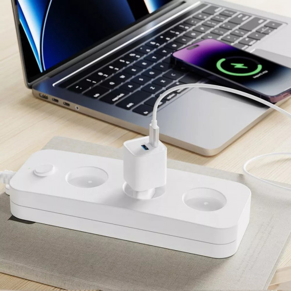 Фото - Мережевий зарядний пристрій Proove Silicone Power Plus 20W (Type-C + USB) White