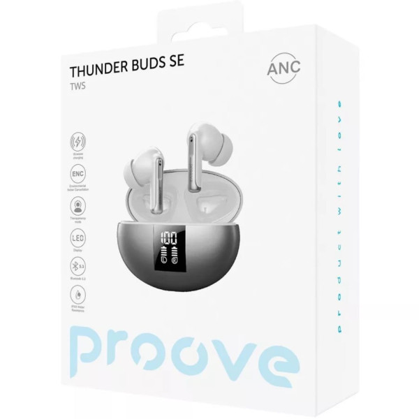 Фото - Навушники вкладиші бездротові TWS Proove Thunder Buds SE TWS with ANC (APP) Gray (TWTBSE01AP03)
