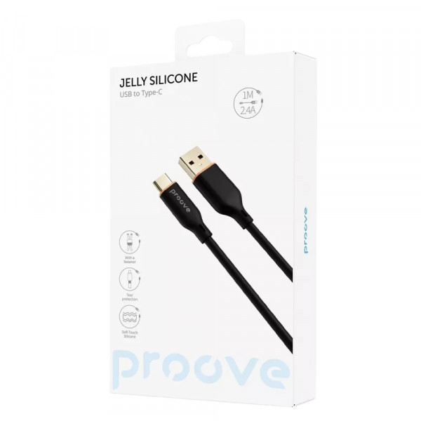 Фото - Кабель синхронізації даних Proove Jelly Silicone Type-C 2.4A 1m Black (491990001)