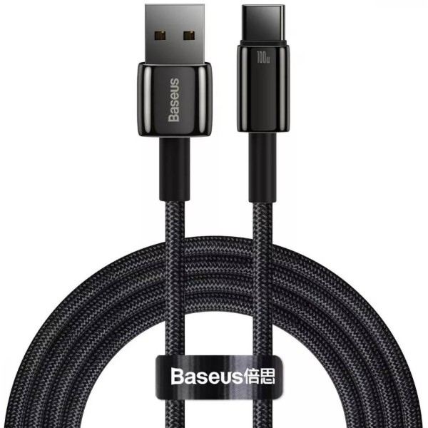 Фото - Кабель Baseus Tungsten Gold Fast Charging USB to Type-C 100W 2m black (CAWJ000101)