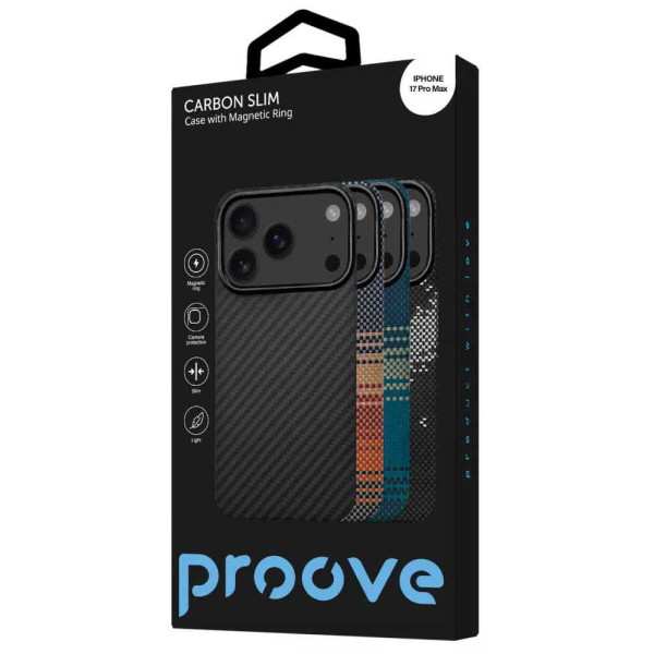 Фото - Чохол для смартфону Proove Carbon Slim with Magnetic Ring iPhone 17 Pro Max Black (PCCSIP17PM02)