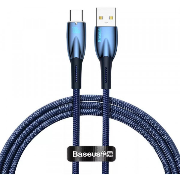 Фото - Кабель синхронізації даних Baseus Glimmer Series Fast Charging Type-C 100W 1m blue (CADH000403)