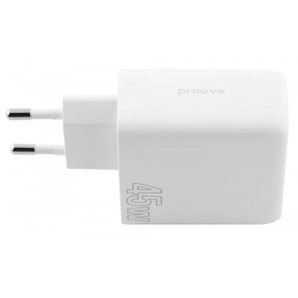 Фото - Мережевий зарядний пристрій Proove Silicone Power 45W (Type-C + USB) White