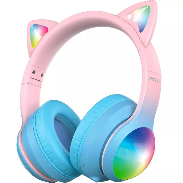 Фото - Навушники накладні бездротові Proove Kids LumiCat (APP) blue/pink (HPLC0001AP26)