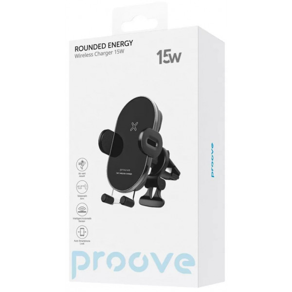 Фото - Автодержатель с беспроводной зарядкой Proove Rounded Energy 15W Black (479230001)
