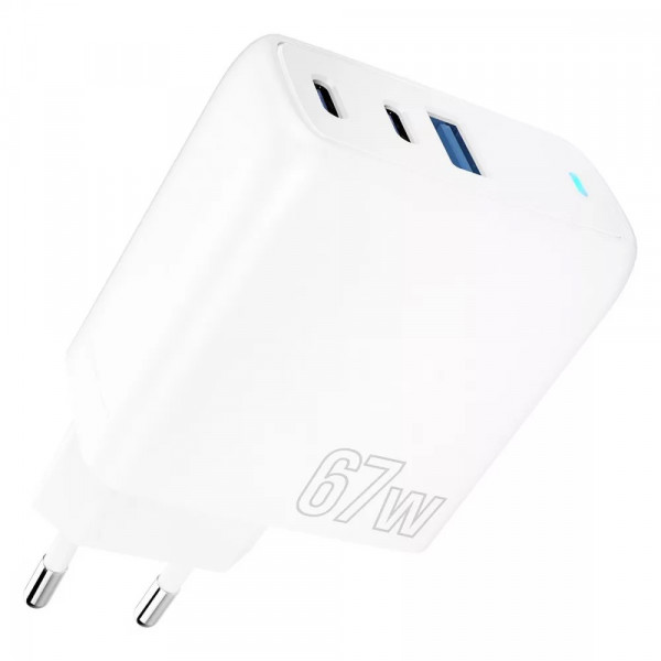 Фото - Мережевий зарядний пристрій Proove Shot GaN 67W (2Type-C + USB) White