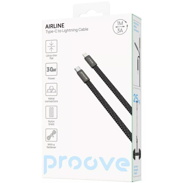 Фото - Кабель синхронизации данных Proove AirLine Type-C to Lightning 30W (1m) black (CCAI30002101)