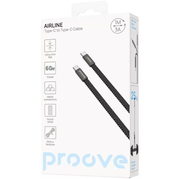 Фото - Кабель Proove AirLine Type-C to Type-C 60W (1m) black (CCAI60002201)