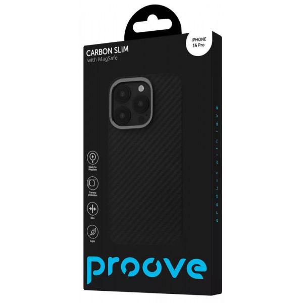 Фото - Чохол для смартфону Proove Carbon Slim with Magnetic Ring iPhone 14 Pro Black (PCCSIP14P002)