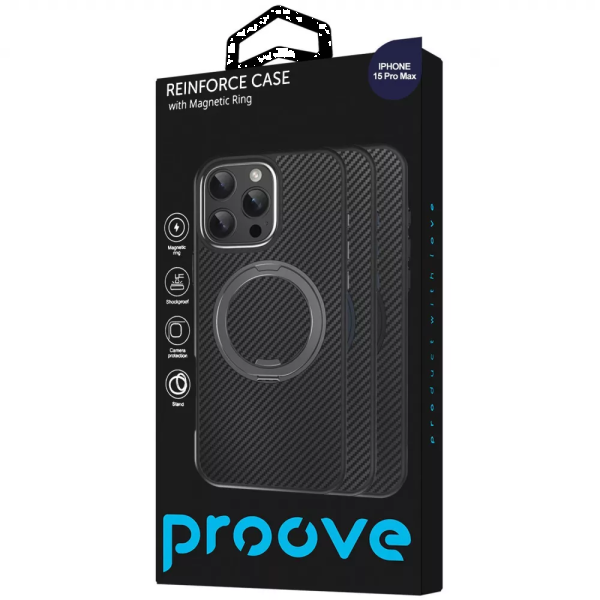 Фото - Чохол для смартфону Proove Reinforce Case with Magnetic Ring iPhone 15 Pro Max gray (PCREIP15PM05)