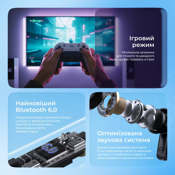 Фото - Навушники вкладиші бездротові TWS Proove NoLimit TWS with Hybrid ANC Black/gray (TWNL0001AP13)