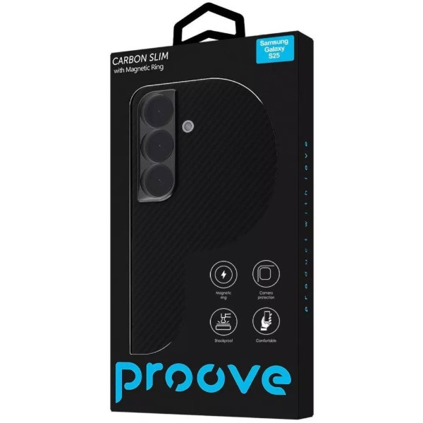Фото - Чохол для смартфону Proove Carbon Slim with Magnetic Ring Samsung Galaxy S25 Plus Black (PCCSSGSP2502)