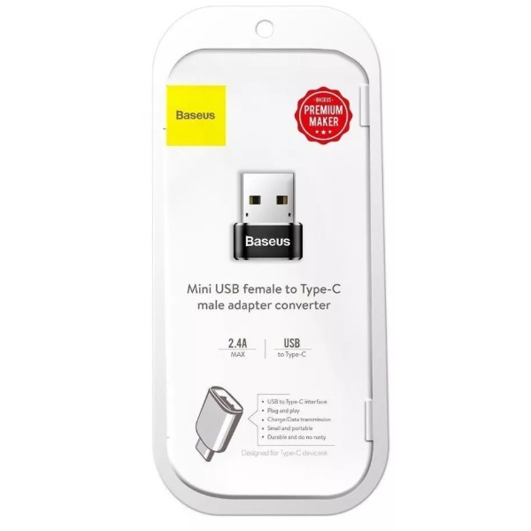 Фото - Перехідник Baseus Mini Type-C female to USB Black (CAAOTG-01)