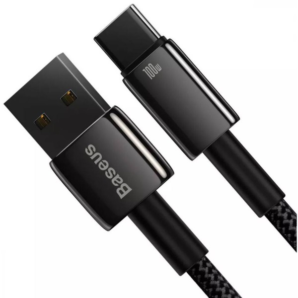 Фото - Кабель Baseus Tungsten Gold Fast Charging USB to Type-C 100W 2m black (CAWJ000101)