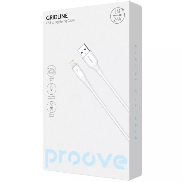 Фото - Кабель Proove GridLine USB to Lightning 2.4A 1m White (CCGL12001102)