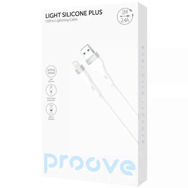 Фото - Кабель Proove Light Silicone Plus USB to Lightning 2.4A 1m White (CCLS12001102)