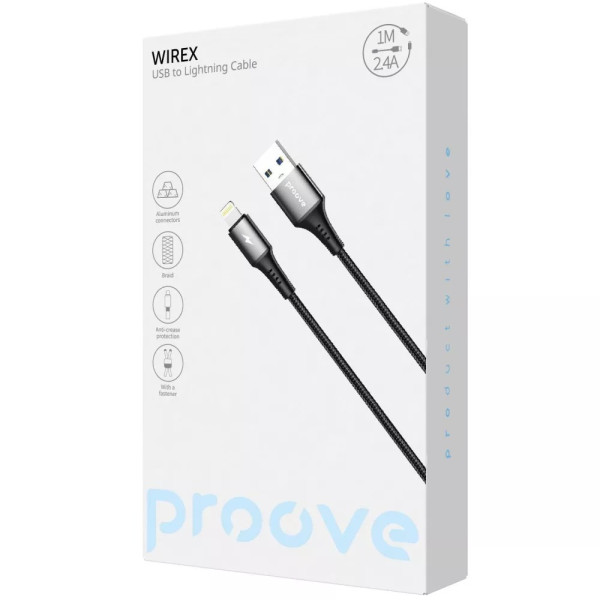 Фото - Кабель Proove WireX USB to Lightning 2.4A 1m Black (CCWX12001201)