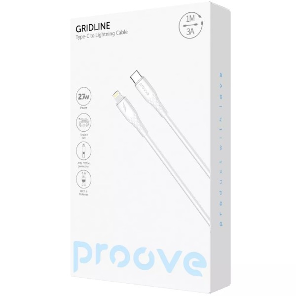 Фото - Кабель Proove GridLine Type-C to Lightning 27W 1m White (CCGL27002102)
