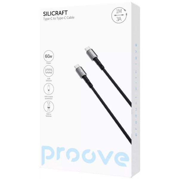 Фото - Кабель Proove Silicraft Type-C to Type-C 60W 1m Black (CCSC60002201)