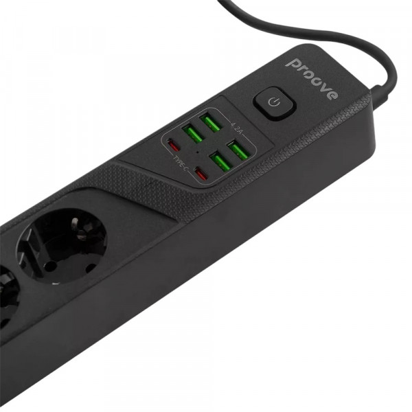 Фото - Мережевий фільтр Proove Power Strip P-04 4 р + 4 USB + 2 Type-C 2м black (PSP442420001)