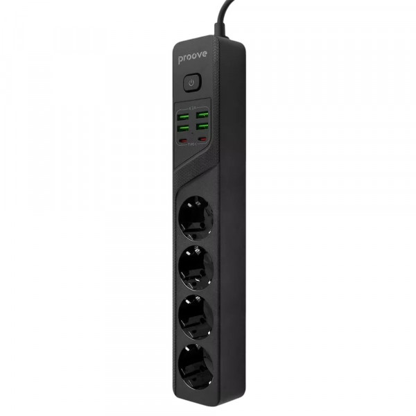 Фото - Мережевий фільтр Proove Power Strip P-04 4 р + 4 USB + 2 Type-C 2м black (PSP442420001)