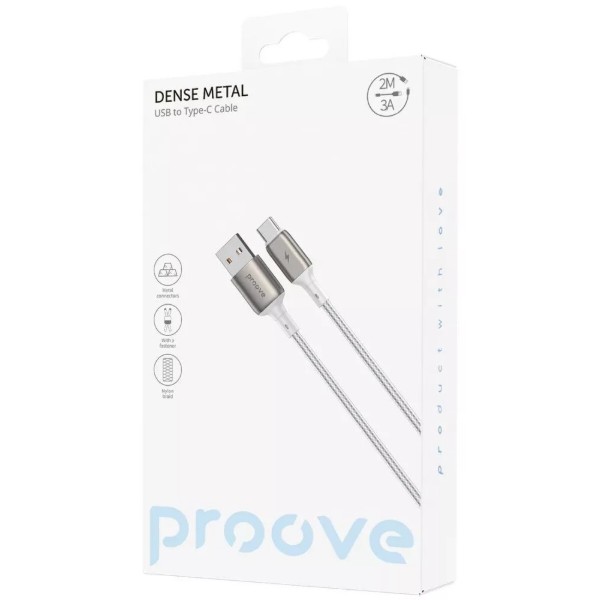 Фото - Кабель Proove Dense Metal USB to Type-C 3A 2m white (CCDM20001222)