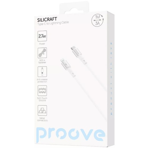 Фото - Кабель Proove Silicraft Type-C to Lightning 27W (1m) white (CCSC27002102)