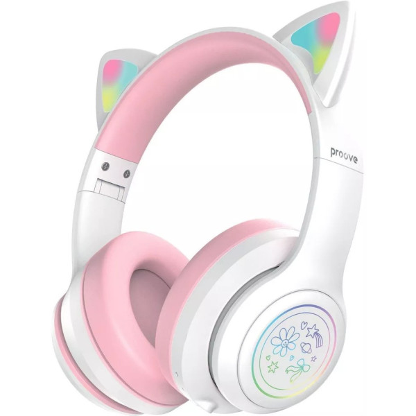 Фото - Наушники накладные беспроводные Proove Kids Neko (APP) white/pink (HPNK0001AP25)