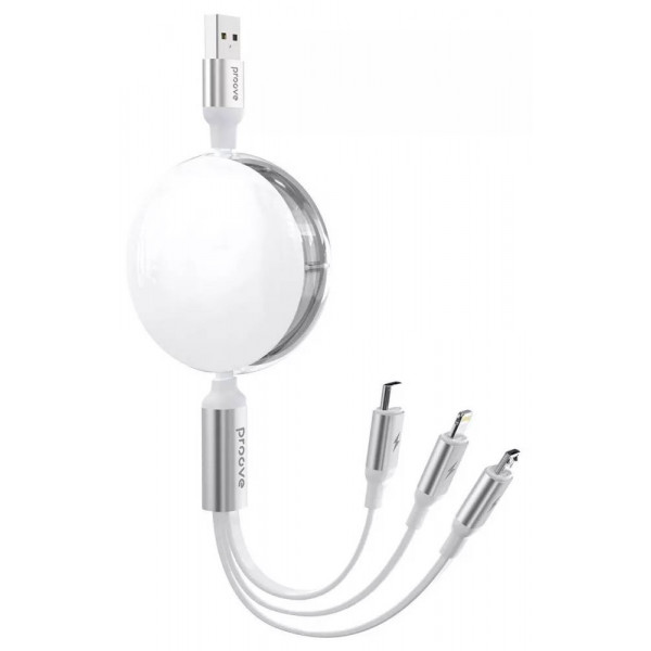 Фото - Кабель синхронизації даних Proove Triple Sync 3 in1 Type-C + Micro USB + Lightning 1.2m White (CCTS20001502)