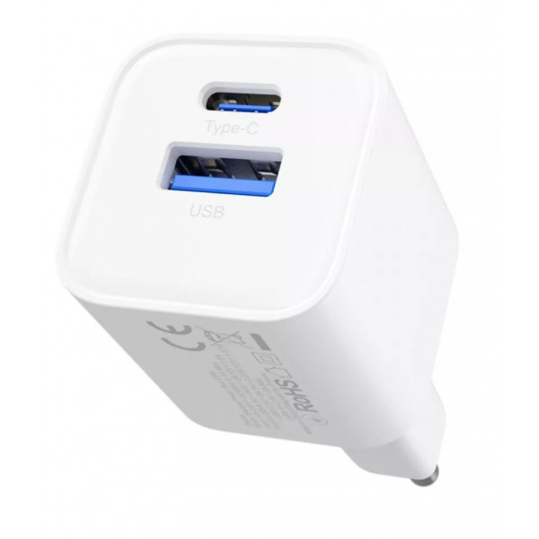 Фото - Мережевий зарядний пристрій Proove Silicone Power Plus 20W (Type-C + USB) White