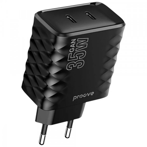 Фото - Мережевий зарядний пристрій Proove Speed Surge Gan 35W (Type-C + Type-C) Black (WCSS30020001)