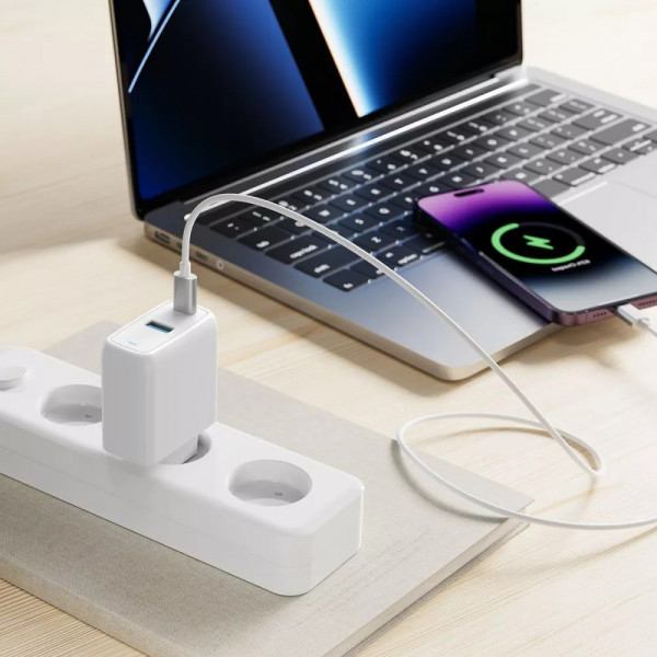 Фото - Мережевий зарядний пристрій Proove Silicone Power 45W (Type-C + USB) White