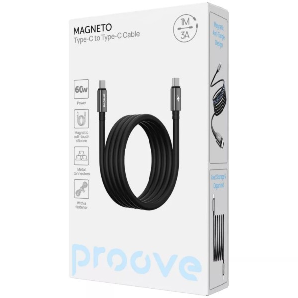 Фото - Кабель Proove Magneto Type-C to Type-C 60W 1m Black (CCMA60002201)