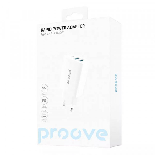 Фото - Мережевий зарядний пристрій Proove Rapid 30W (2 USB + Type-C White (483950003)
