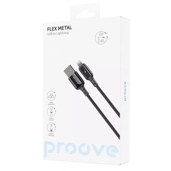 Фото - Кабель Proove Flex Metal Lightning 2.4A 1m Black (CCFM20001101)