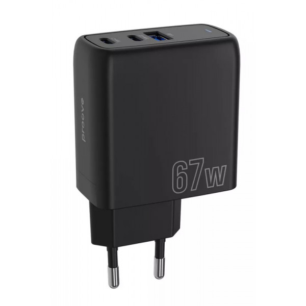 Фото - Мережевий зарядний пристрій Proove Shot GaN 67W (2Type-C + USB) Black