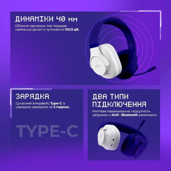 Фото - Гарнітура бездротова ігрова Proove Gaming Bliss (APP) White (GHBL00010002)