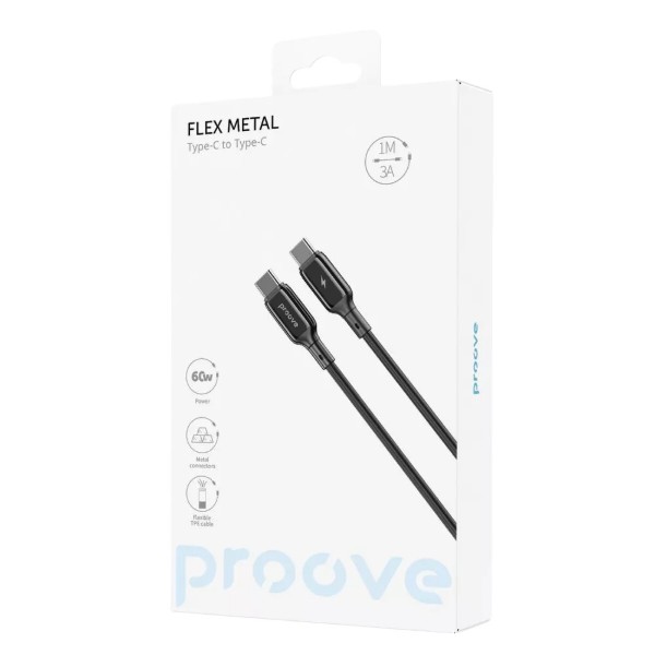 Фото - Кабель Proove Flex Metal Type-C to Type-C 60w 1m Black