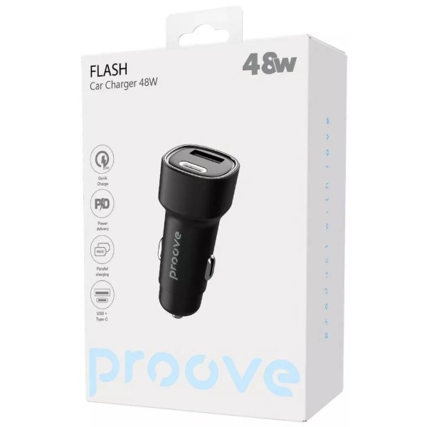 Фото - Автомобільний зарядний пристрій Proove Flash 48W Type-C + USB black (CCFL48111201)