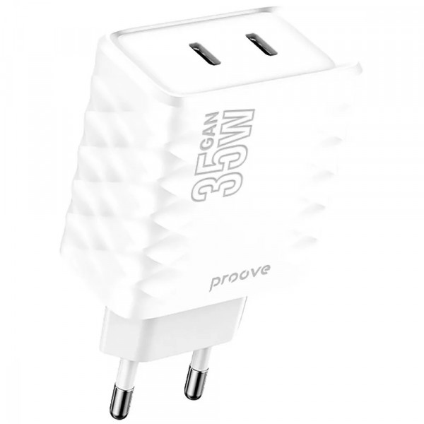 Фото - Мережевий зарядний пристрій Proove Speed Surge Gan 35W (Type-C + Type-C) White (WCSS30020002)