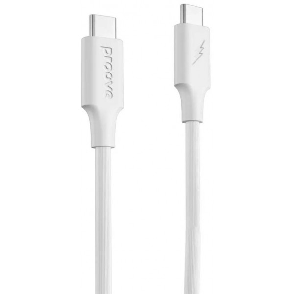 Фото - Кабель синхронізації даних Proove Striped Silicone Type-C to Type-C 60W 1m White (CCSS60002202)
