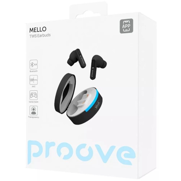 Фото - Навушники вкладиші бездротові TWS Proove Mello TWS with ANC (APP) black (TWML0001AP01)