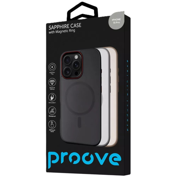 Фото - Чохол для смартфону Proove Sapphire Case with Magnetic Ring iPhone 15 Pro Black Titanium (PCSAIP15P036)