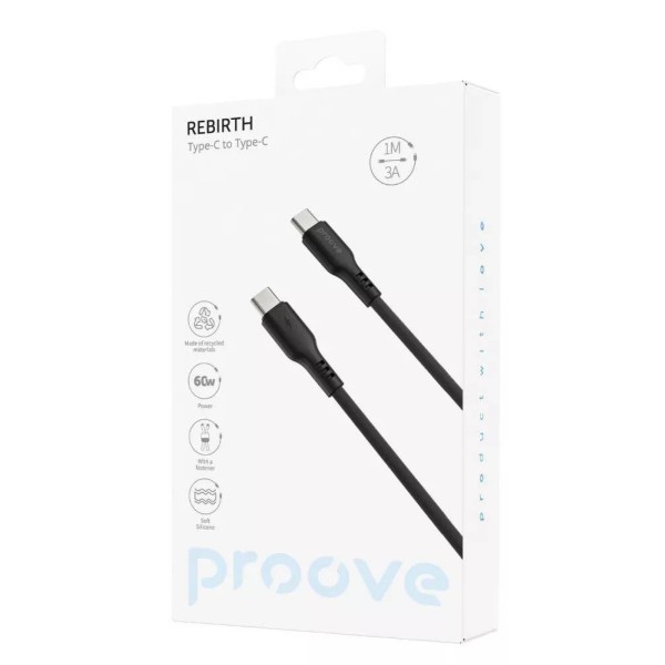 Фото - Кабель Proove Rebirth Type-C to Type-С 60W 1m Black (CCRE60002201)