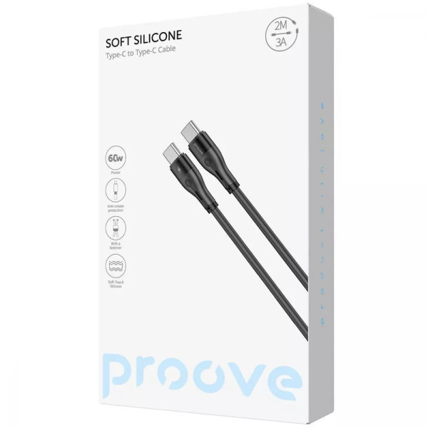 Фото - Кабель синхронізації даних Proove Soft Silicone Type-C to Type-C 60W (2m) black (CCSO60002221)