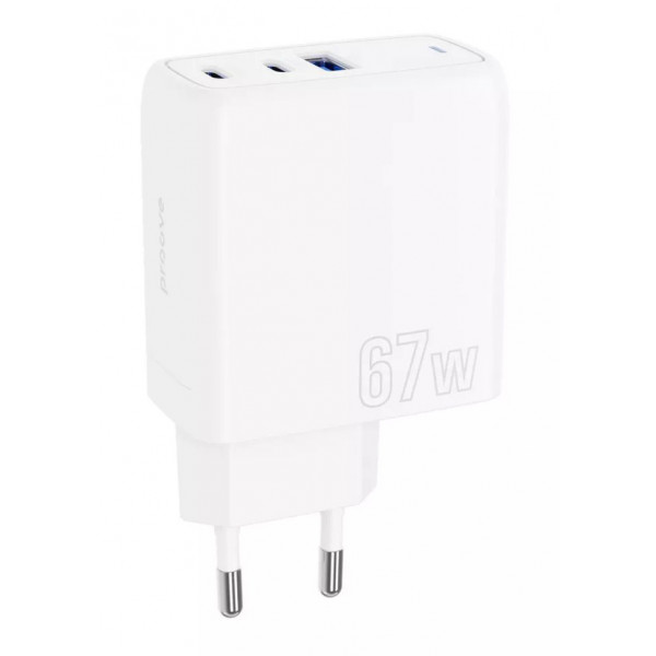 Фото - Мережевий зарядний пристрій Proove Shot GaN 67W (2Type-C + USB) White