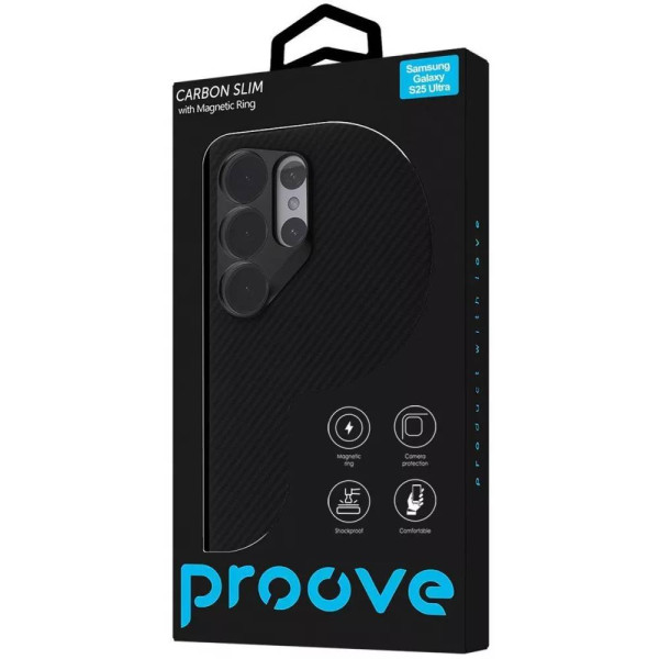 Фото - Чохол для смартфону Proove Carbon Slim with Magnetic Ring Samsung Galaxy S25 Ultra Black (PCCSSGSU2502)